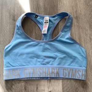 Gymshark Seamless Sports Bra Light Blue/Smokey Grey Letters
